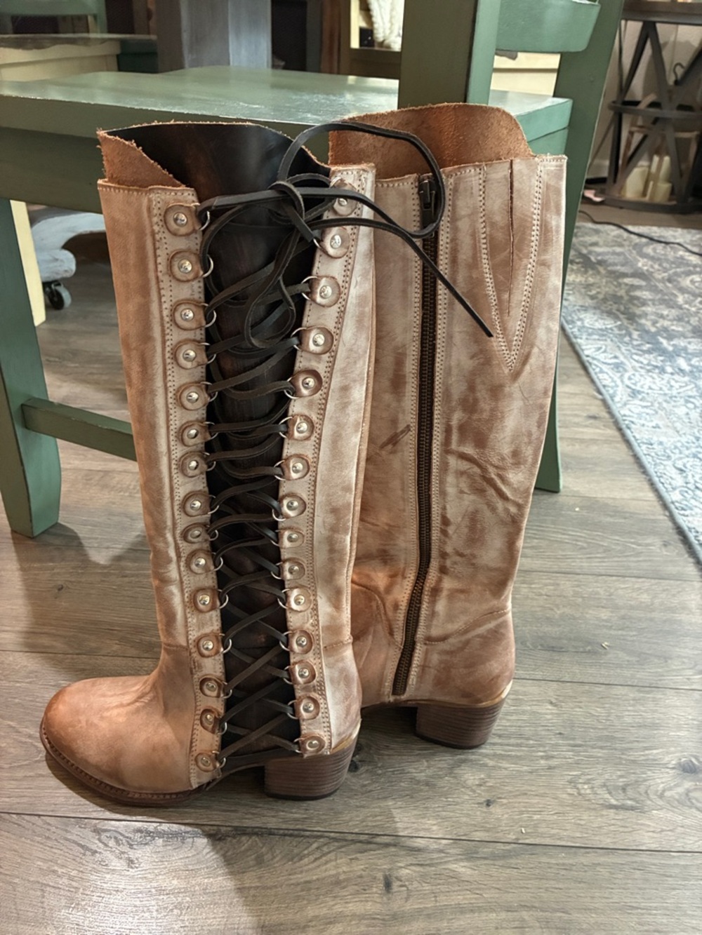 NEW Freebird Chapelle Size 8 Taupe Lace-Up Knee-High Women’s Boots - Picture 4 of 6